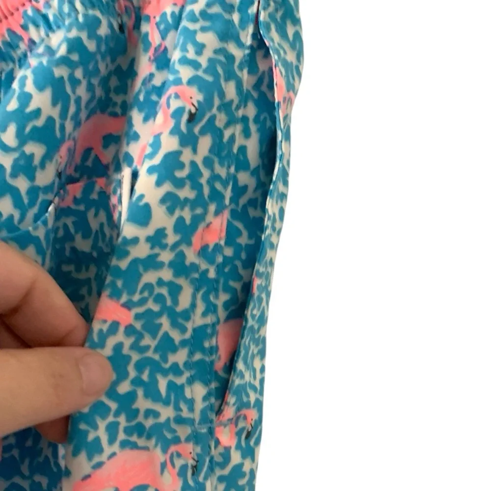 Chubbies Men’s Large Blue/Pink Flamingo Print Lined Drawstring Shorts